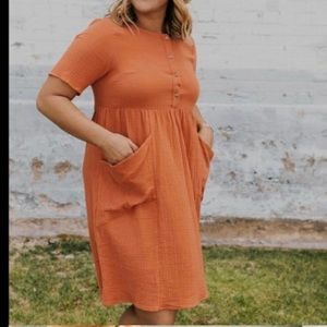 Roolee Hamilton Orange Waffle Dress